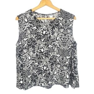 Old Navy Black White Woodland Print cottagecore boho Top women size xl
